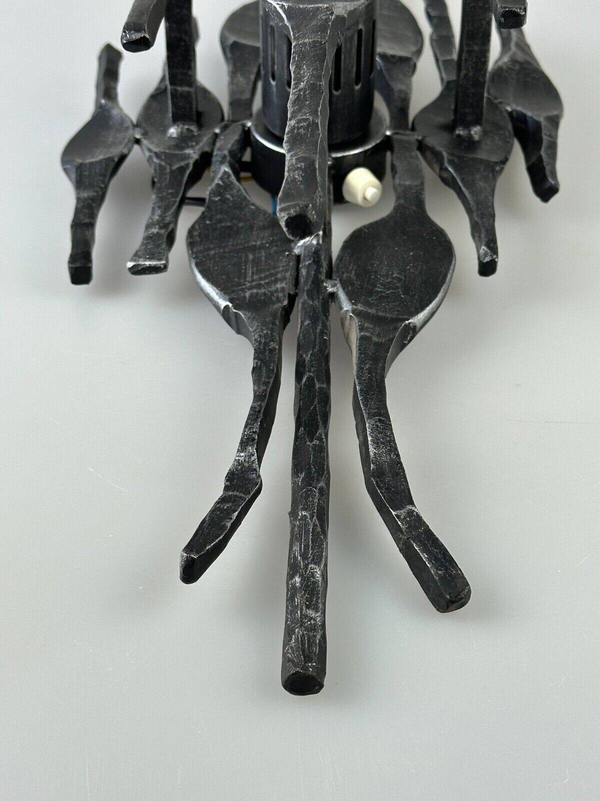 60's 70's brutalist wall lamp iron & glass wall sconce design