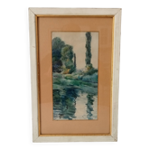 Antique Watercolor Painting Signed J.Richter "Marne a Gournay"