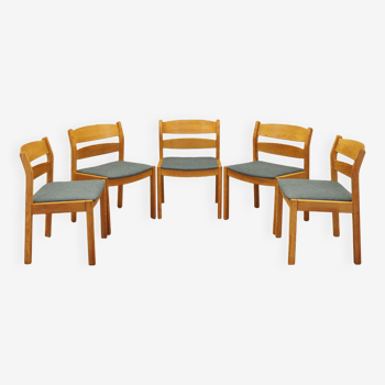 Set of five ash chairs, Danish design, 1960s, designer: Kurt Østervig, manufacturer: FDB Møbler