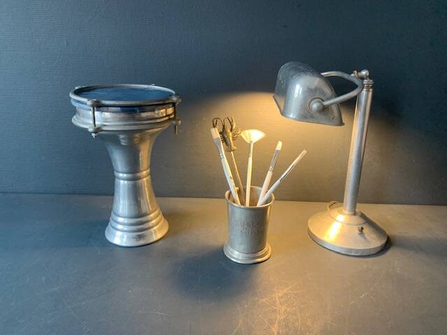 Old art deco aluminum desk lamp, 1920