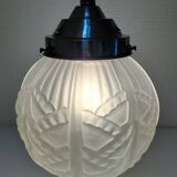 art deco pendant light with molded glass and chrome-plated metal frame