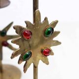 Set of 3 brass sun candle holders