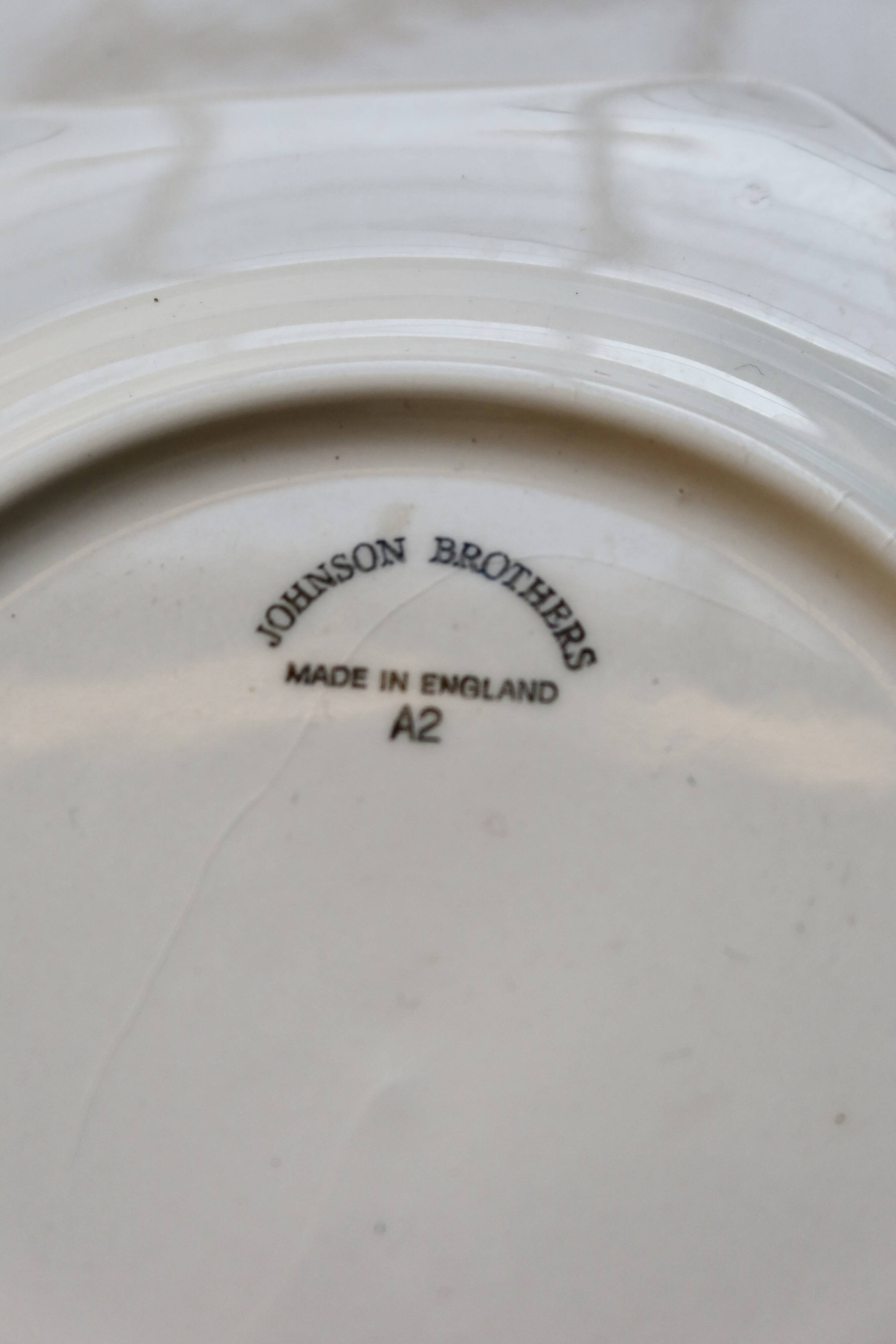 6 vintage octagonal beaded dessert plates - Johnson Brothers