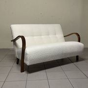 1940s Sofa in Wood and Boucle Fabric, Italian Production
