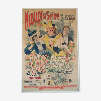 Affiche entoilée de Misti années 1894 Fête des Fleurs Neuilly sur seine années de l'affiche 1894