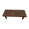 Afro style carved wooden table with glass top