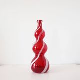 Italian carafe, blown glass, red Empoli.