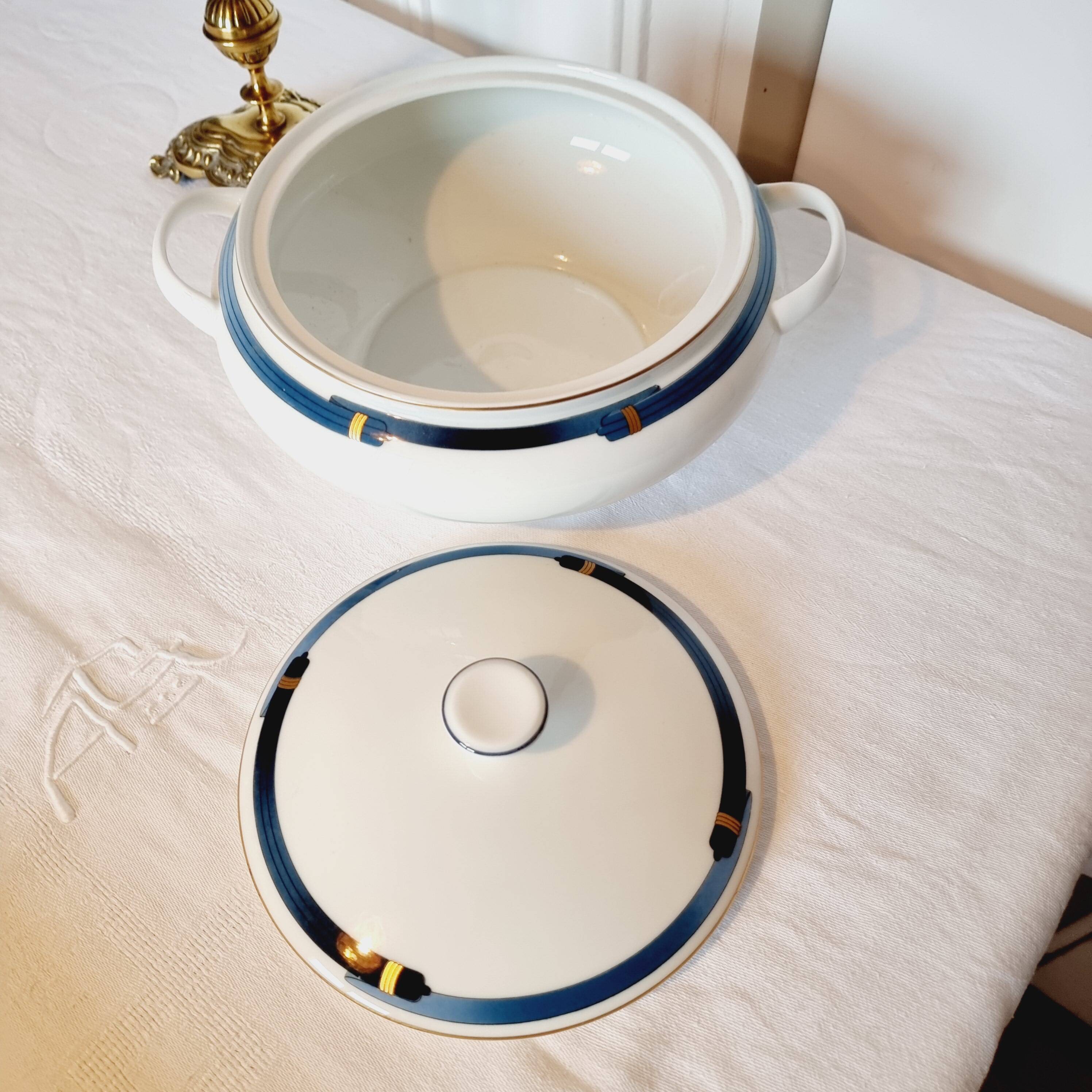 Christofle Pavillon soup tureen for Limoges Model Iriana Blue