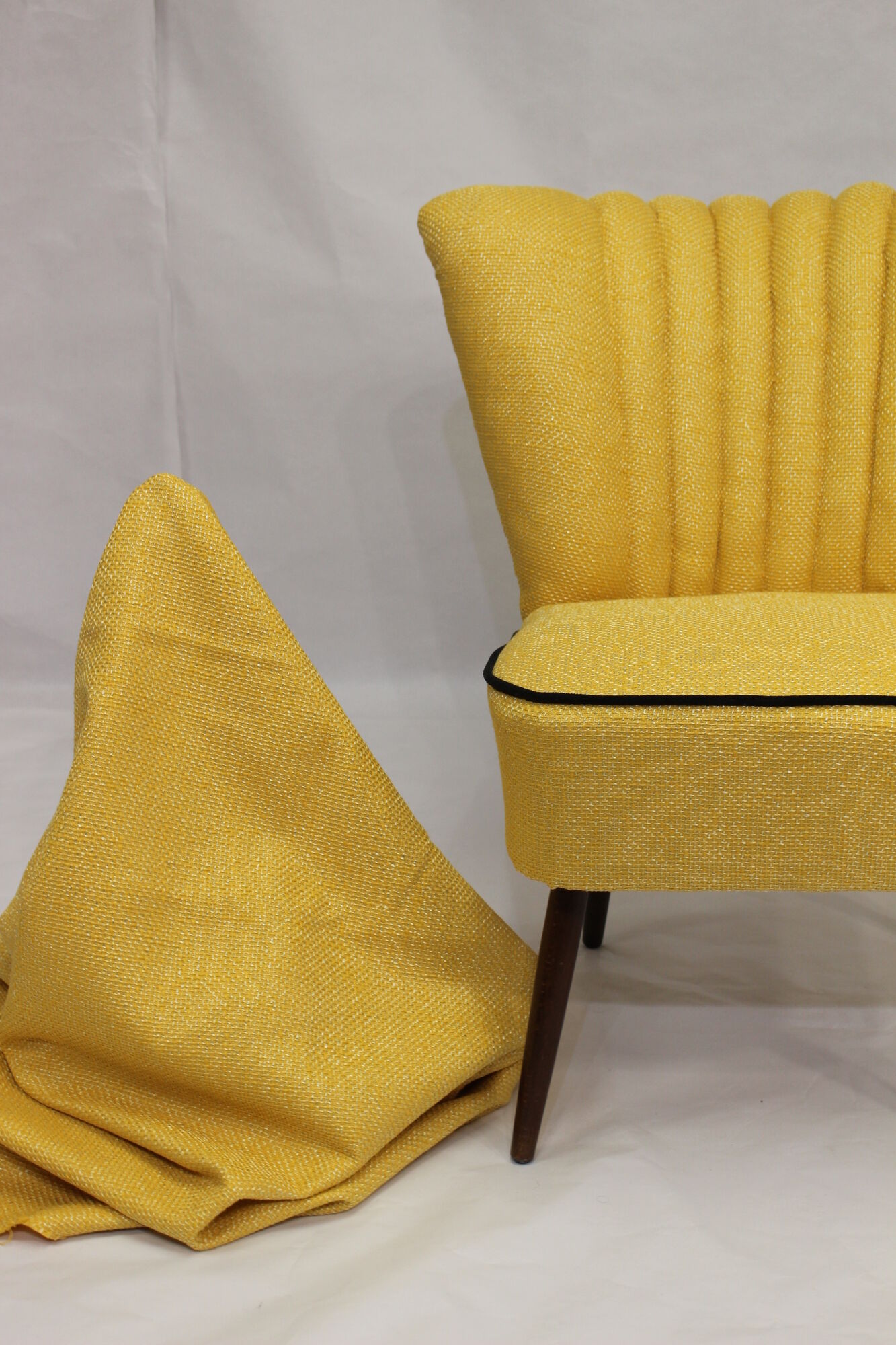 50s vintage cocktail armchair "yellow lelievre fabric