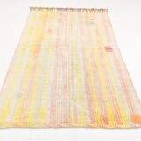 5x7 Pale Red & Yellow Striped Kilim Rug, 147x229Cm
