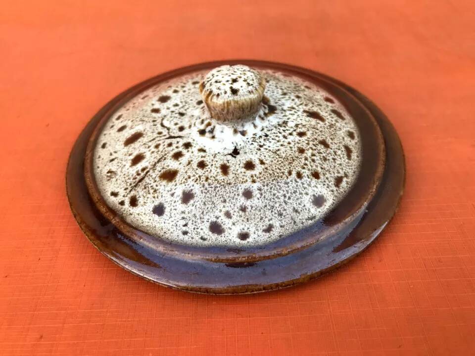 1960s Round Ceramic Terrine with "fat lava" effect