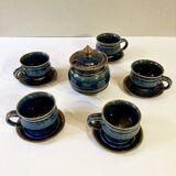 Part of a signed enameled stoneware coffee service