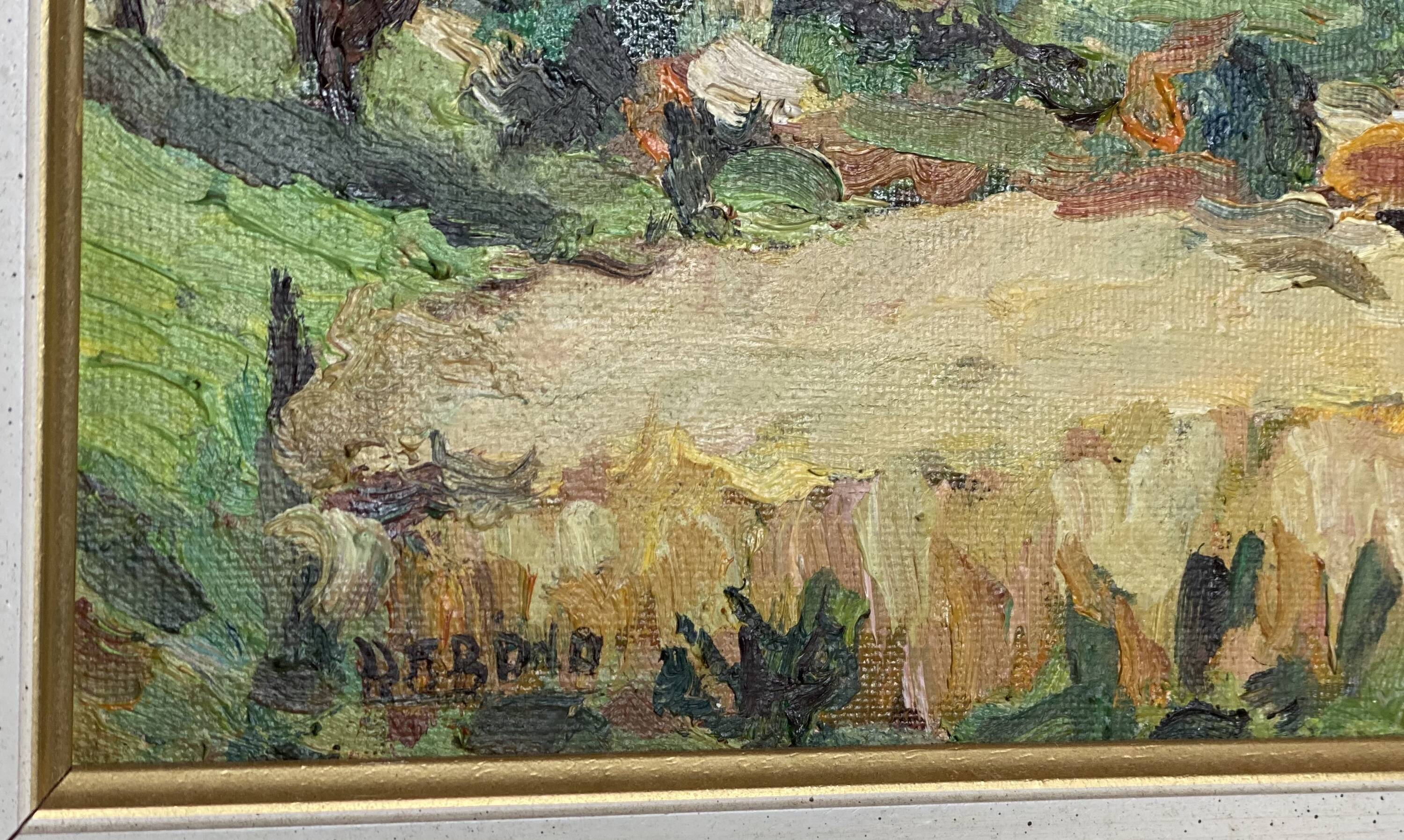 Painting by Aimé Debono, Landscape of Provence, Sainte Victoire mountain