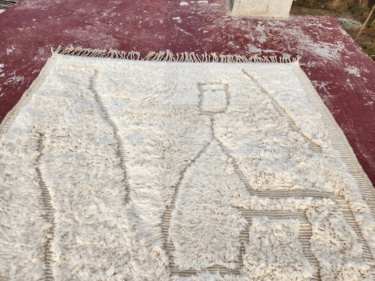 Authentic Beni Ouarain rug 300 x 200 cm in natural wool