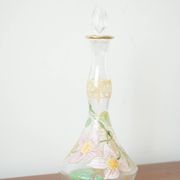 Legras (late 19th century) liqueur carafe in enamelled glass with floral decoration.