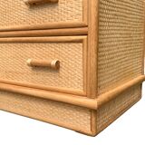Rattan and woven wicker chest of drawers and mirror, 1970