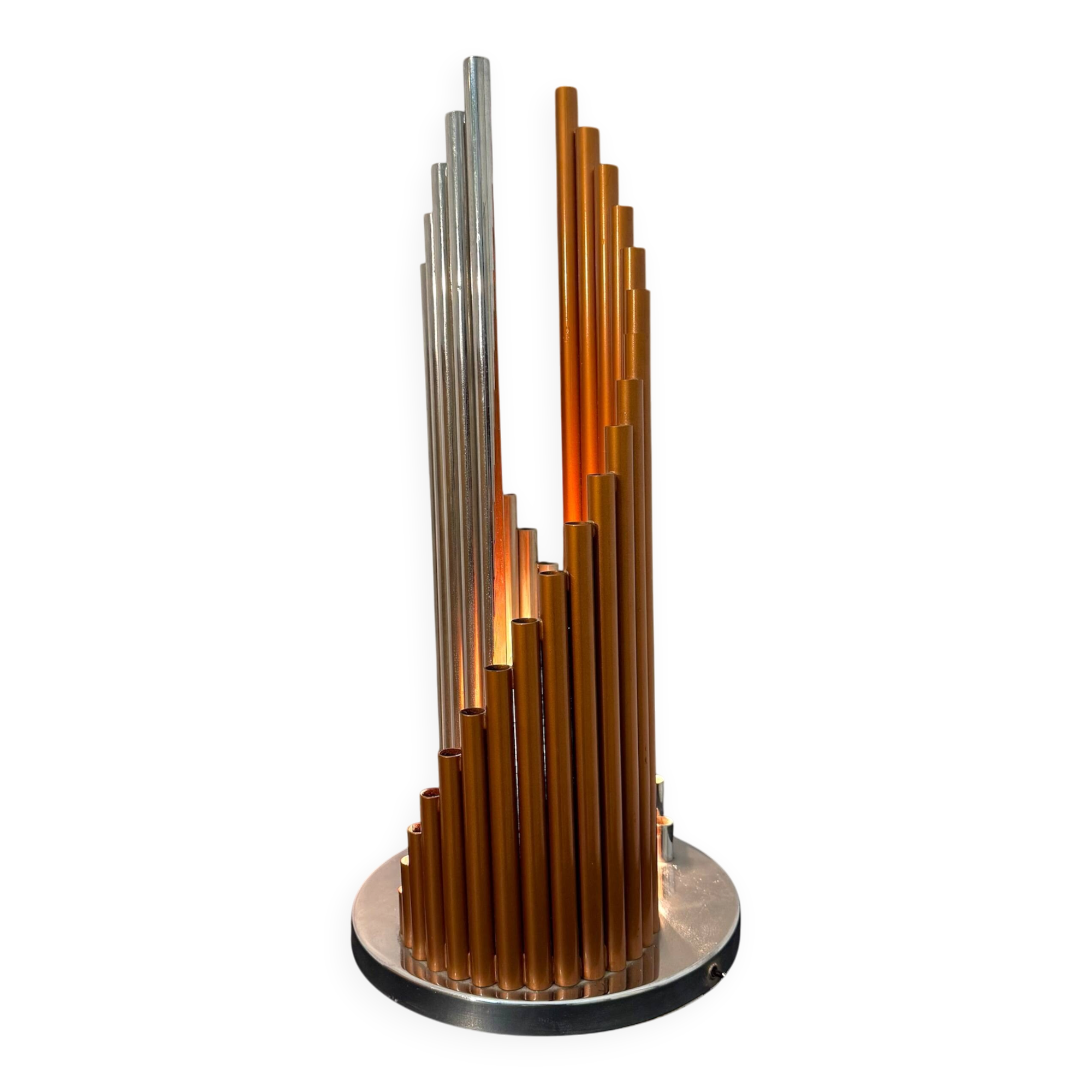 Table Lamp with Organ Pipes – 5 Light Points, Chrome Steel and Metal