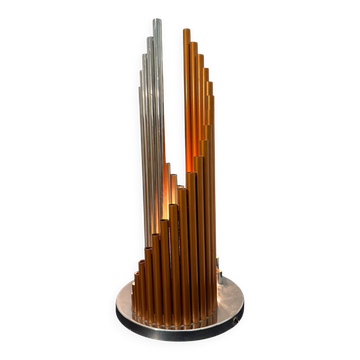Table Lamp with Organ Pipes – 5 Light Points, Chrome Steel and Metal