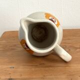 Vintage Maine St Amand earthenware pitcher with floral decorations