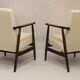 Pair of armchairs Henryk Lis 300-190 years 1970 fabric white buckle.
