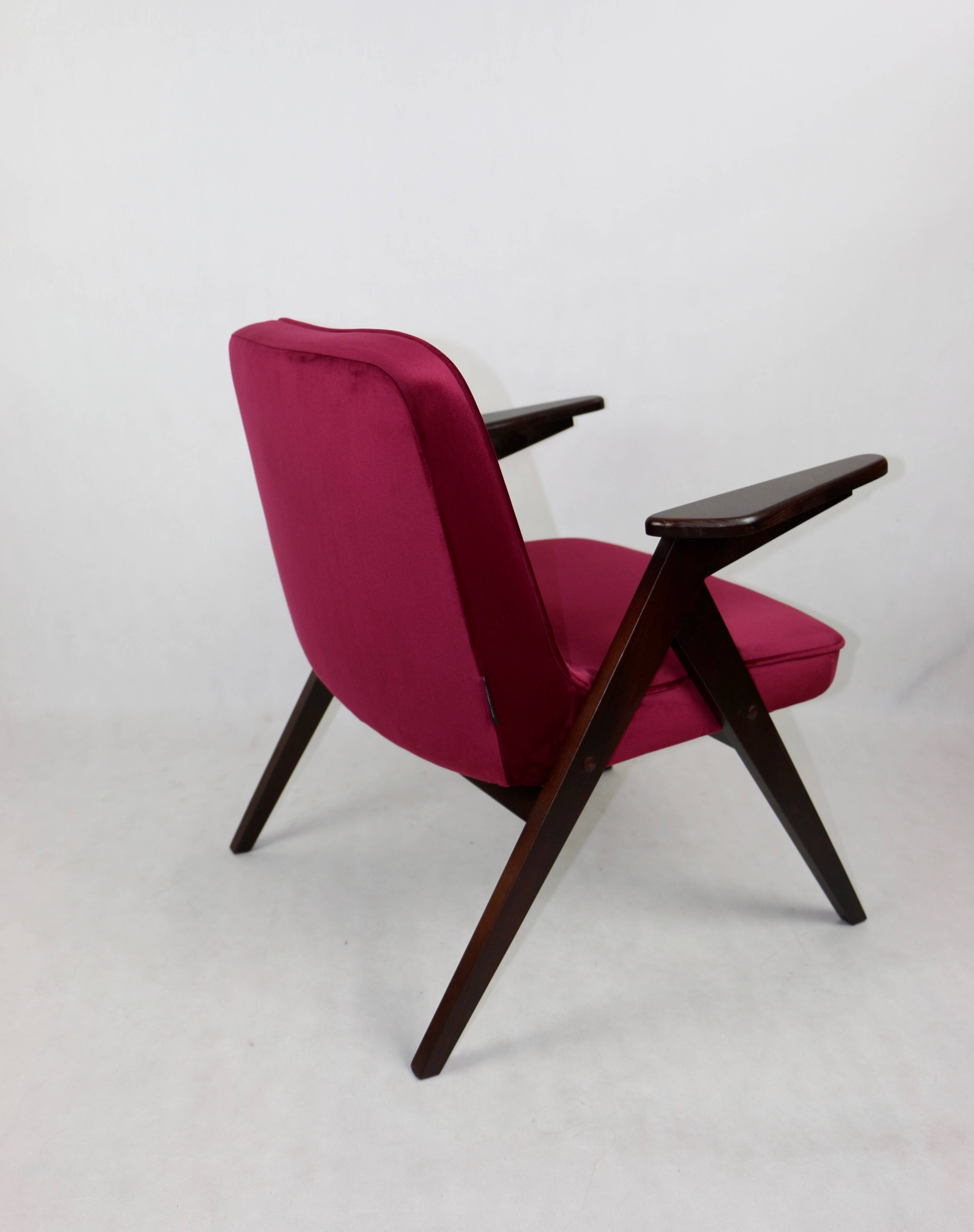 Burgundy Raspberry Bunny Armchair by Józef Chierowski