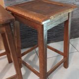 Pair of vintage wooden stools from the reconstruction period from the 40s and 50s