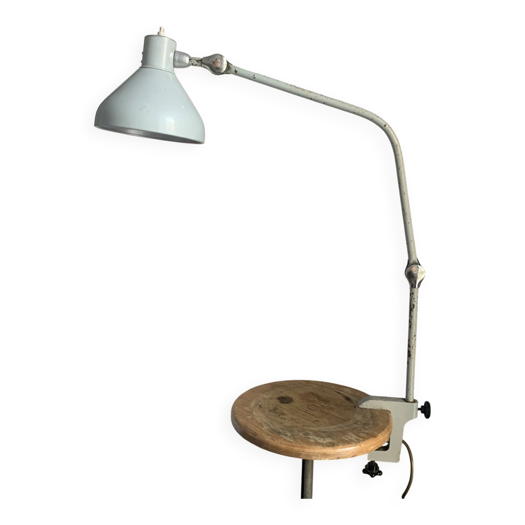 Vintage 1950s architect's reading lamp Jumo GS2 grey mouse - 70 cm