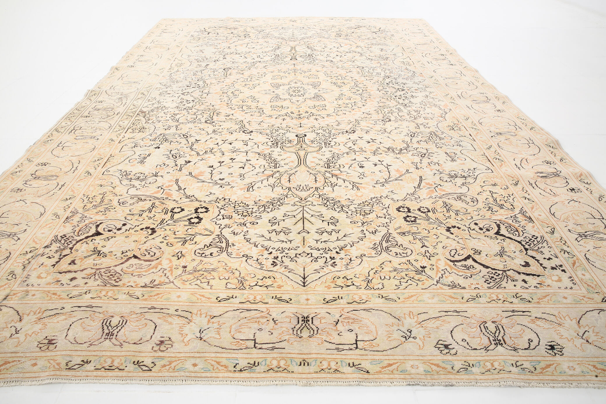 8x12 Beige & Khaki 60s Persian Rug, 242x355Cm