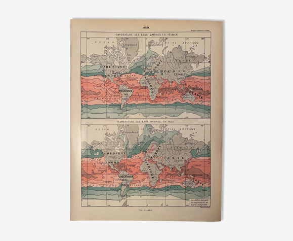 Lithographie gravure sur la mer de 1897
