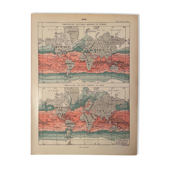 Lithographie gravure sur la mer de 1897