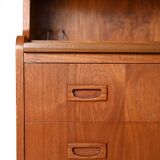 1960s Scandinavian Teak Secretaire with Sculpted Handles