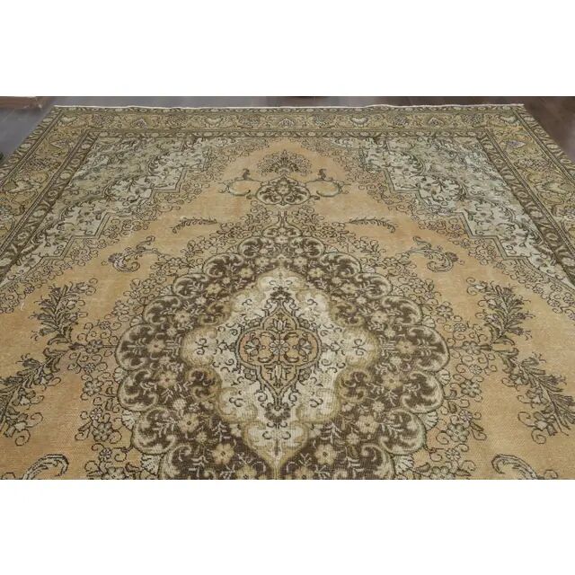 1970s Vintage Persian Handmade Wool Orange Area Rug 276x386