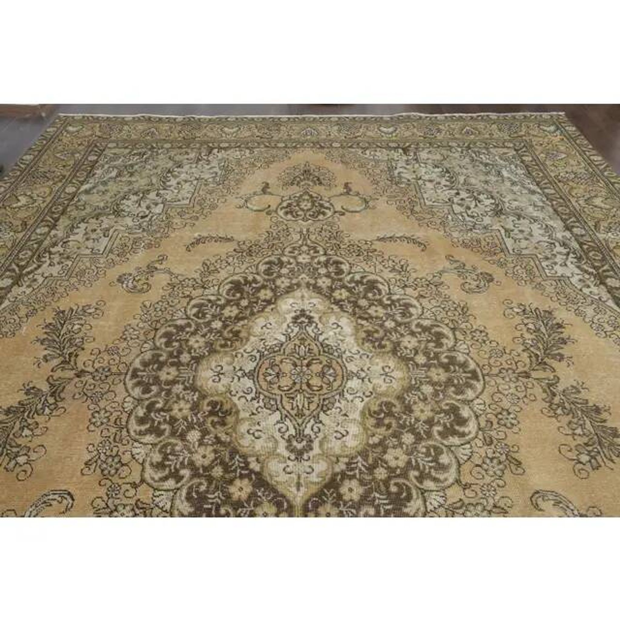 1970s Vintage Persian Handmade Wool Orange Area Rug 276x386