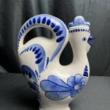 Pitcher bottle hen earthenware white blue USSR 20th century