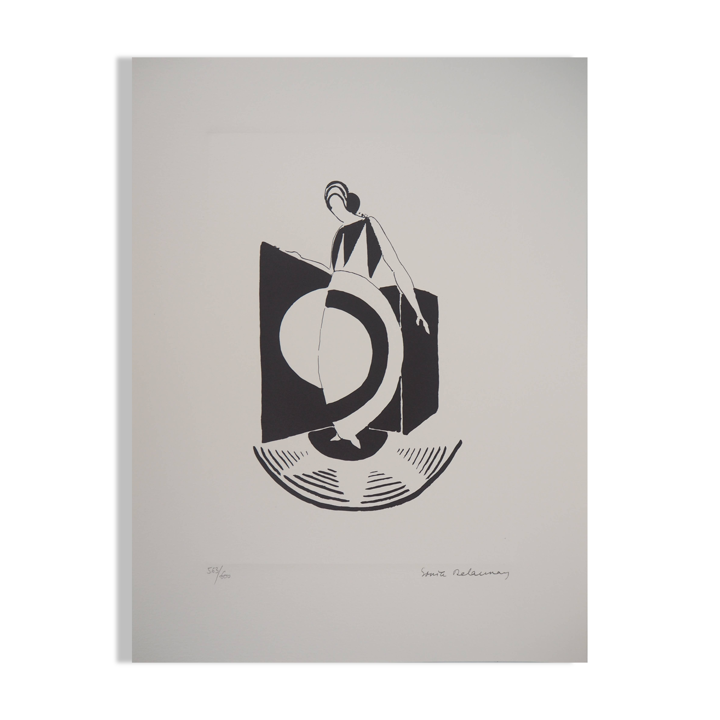 Sonia delaunay: art deco graphic dress - signed lithograph