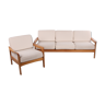 scandinavian 3-seater sofa and armchair white creme 1960