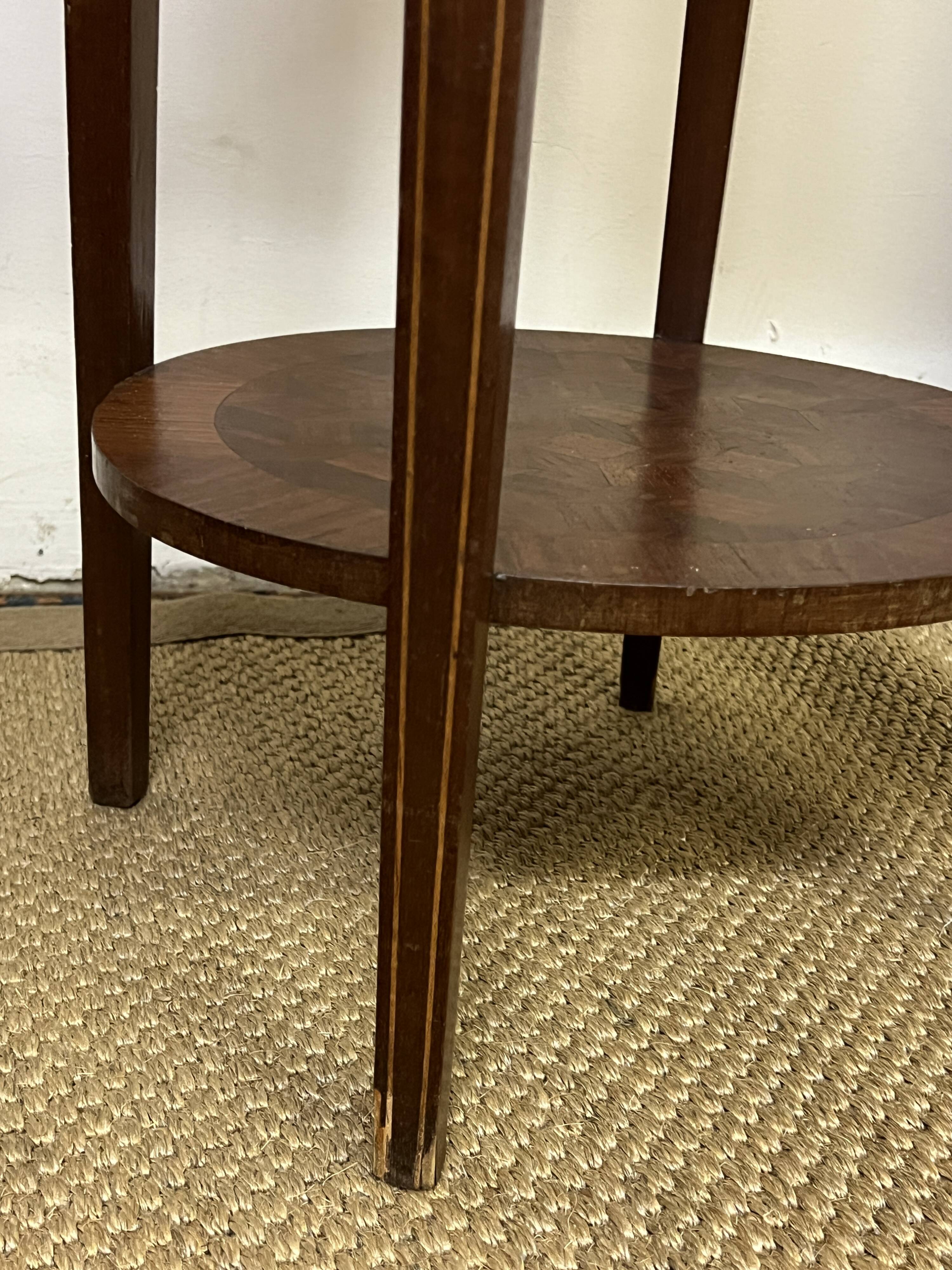 Pedestal table / Round seat in wood marquetry