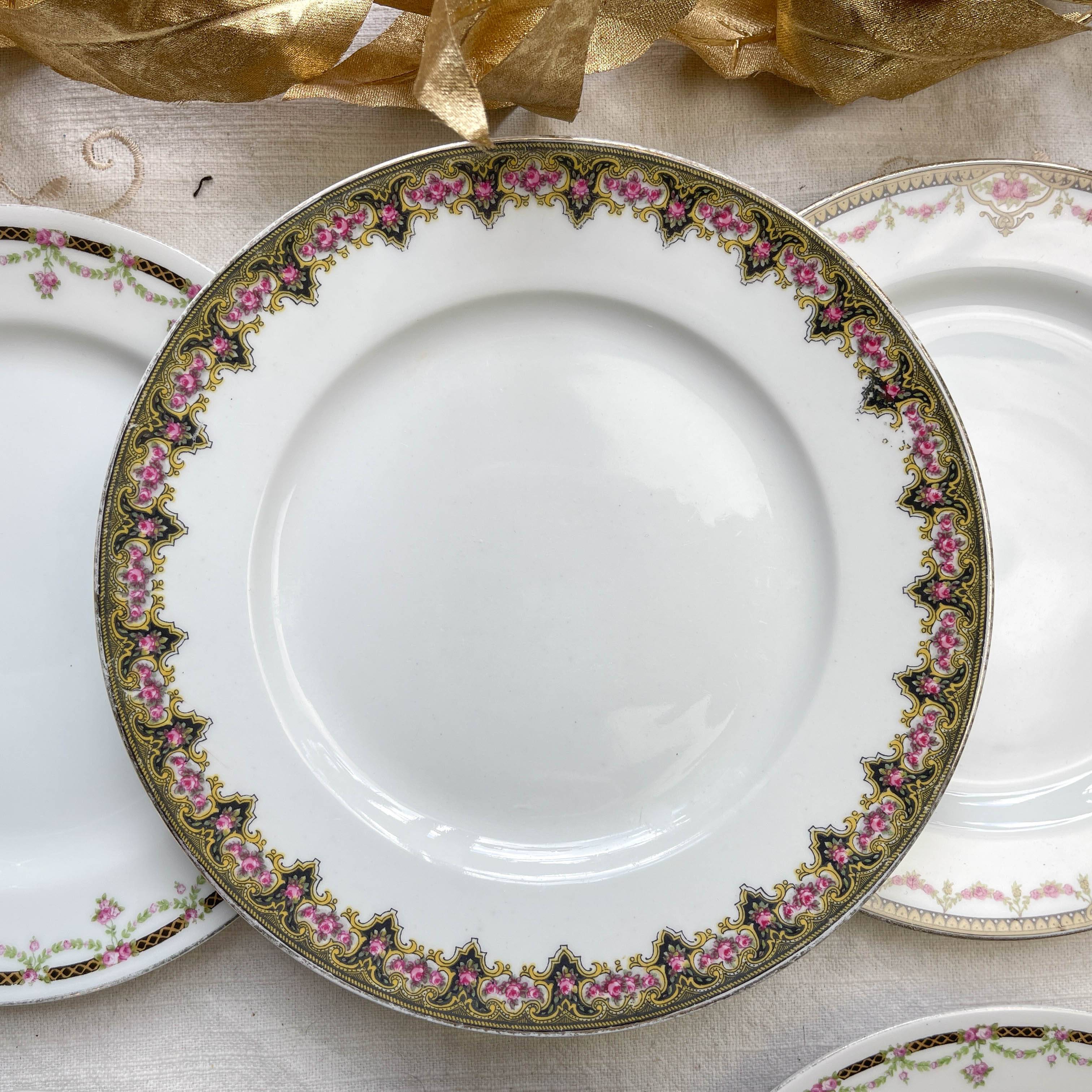 6 Mismatched Vintage French Porcelain Dessert Plates