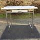 Vintage table with square chrome tubular metal base and marble top with 1 drawer.