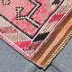 Tapis Couloir Rose à Médaillons, Tapis Turc Vintage, 86x364 Cm