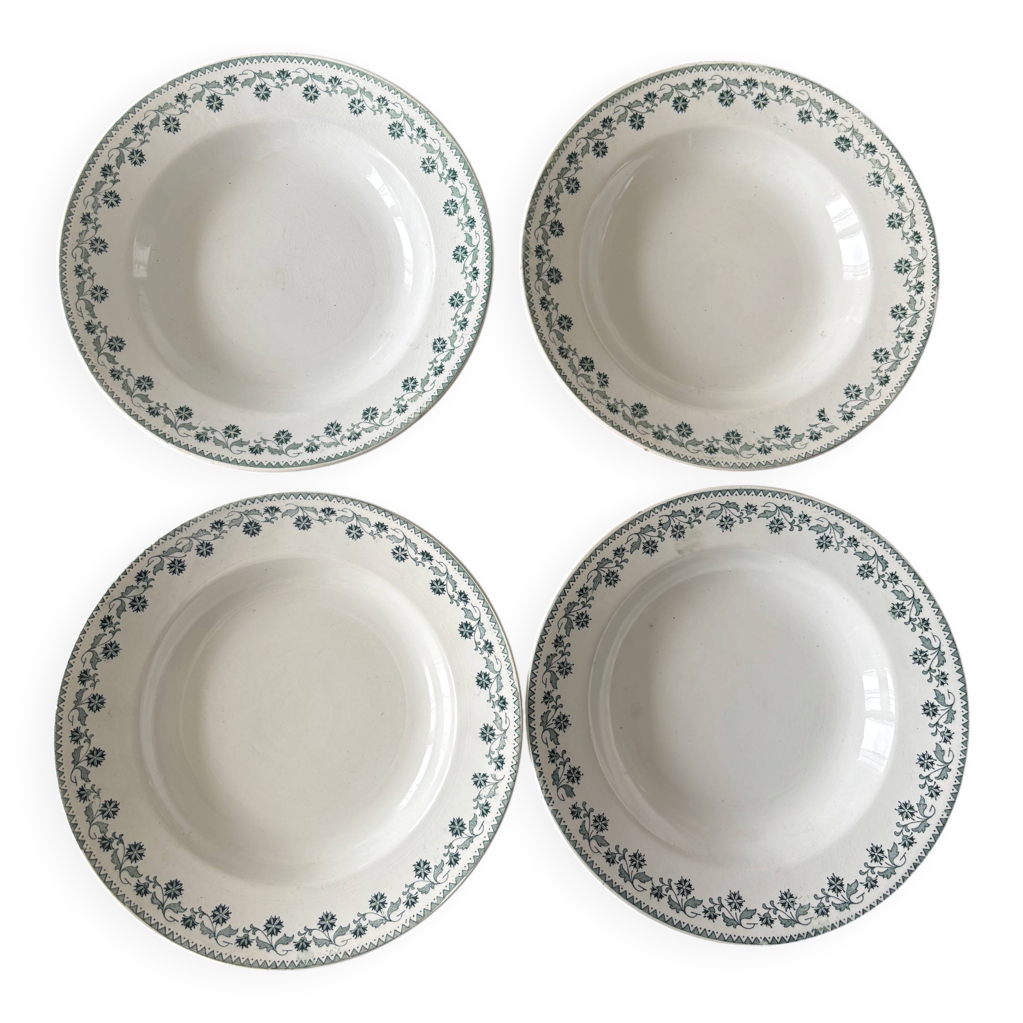 Set of 4 deep plates Terre de Fer Moulin des Loups model George