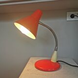 Vintage Orange Gooseneck Desk Lamp: 1970s Industrial Table Light