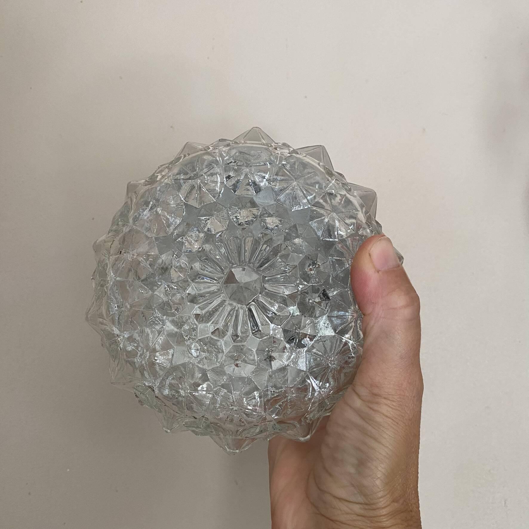 Mini ceiling light in moulded glass, 1970s.