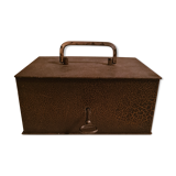 Old reinforced metal box with lock