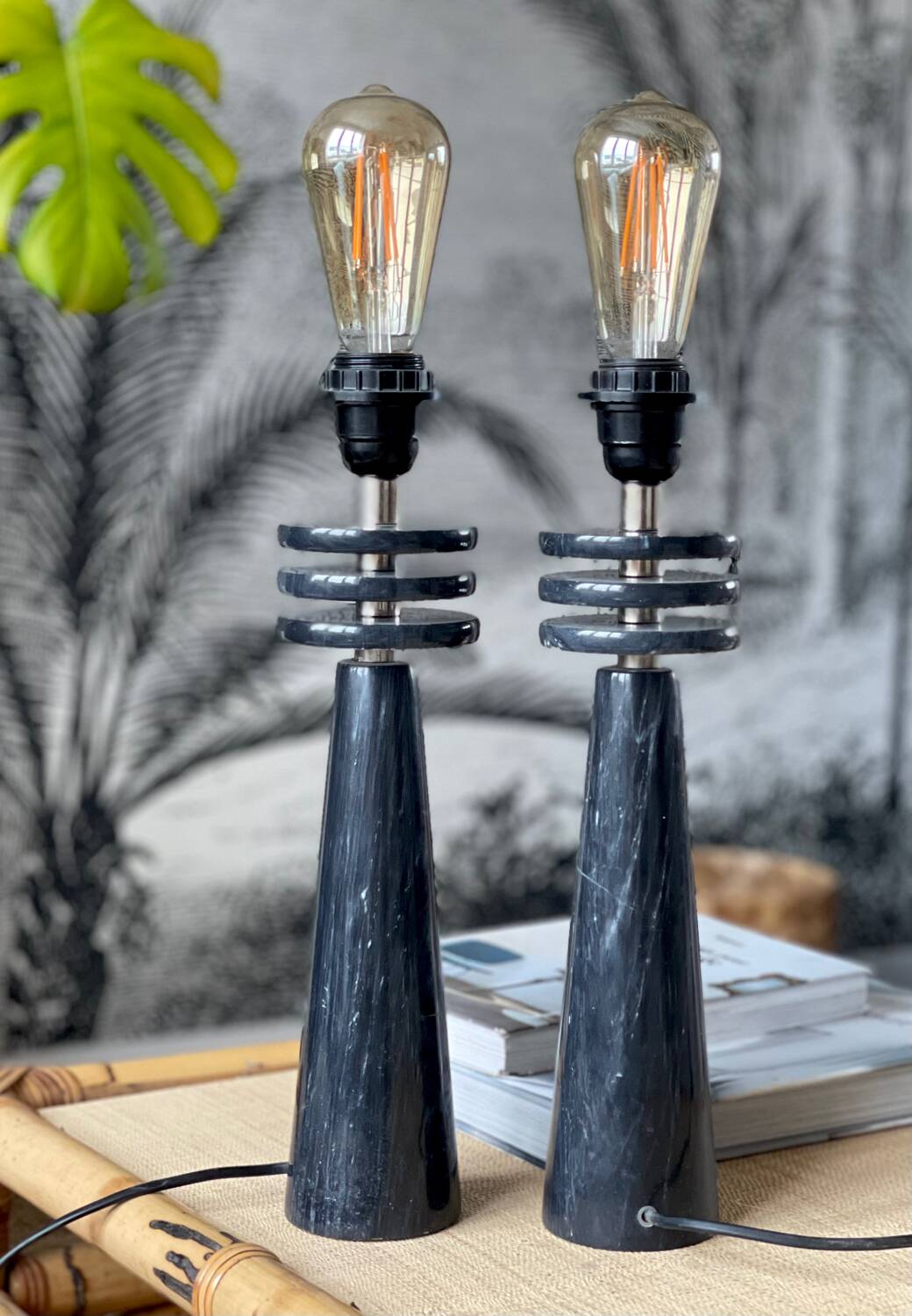 Pair of marble lamps 1980.