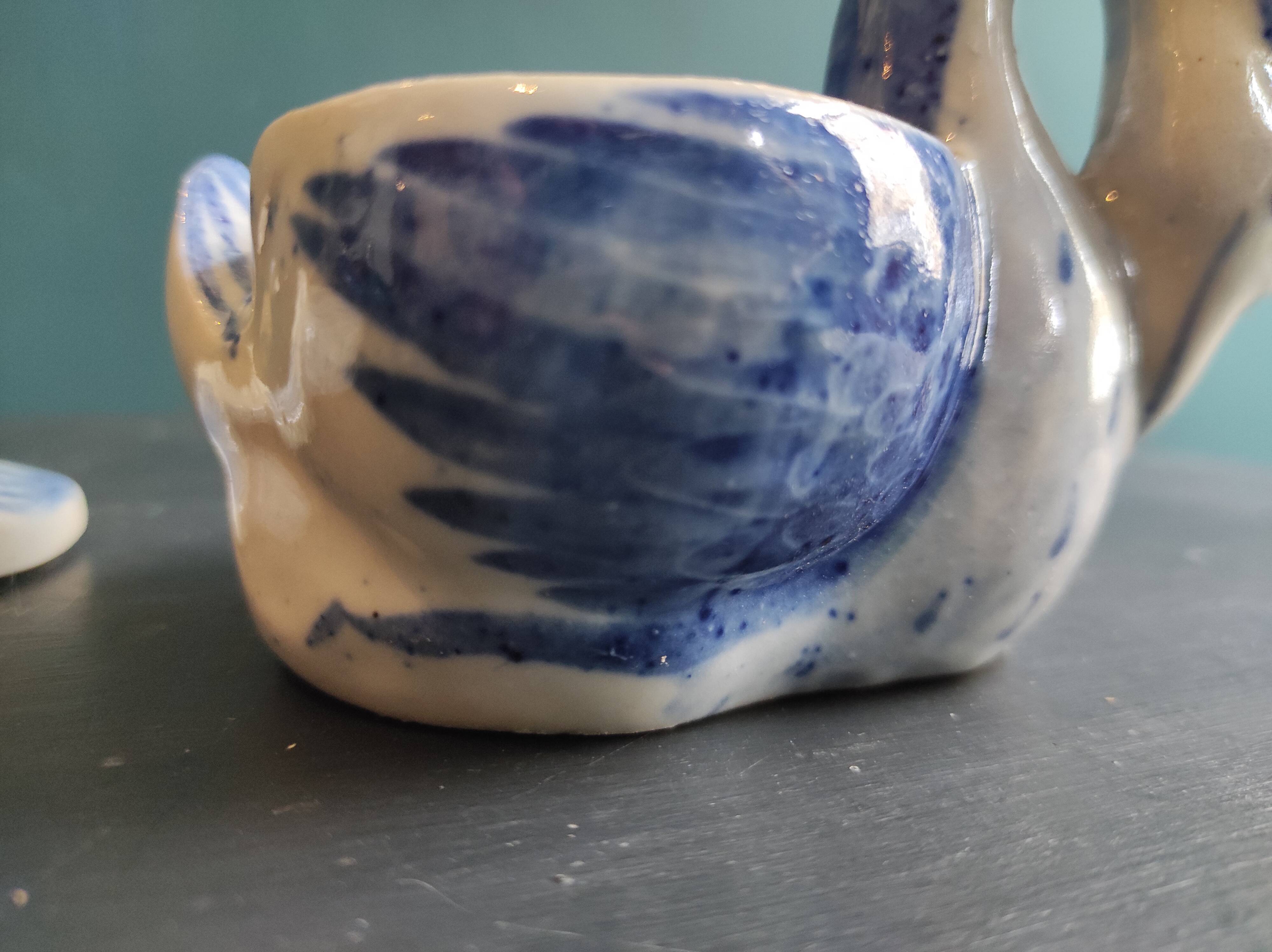 Vintage Vietnamese swan-shaped salt and pepper holder