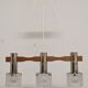 Scandinavian chandelier with 3 lights in teak and glass from the 60s/70s