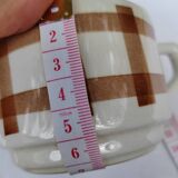 Cream pot brown grid decoration - Moulin des loups