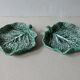 Pair of dabbling ceramic cups, cabbage leaves