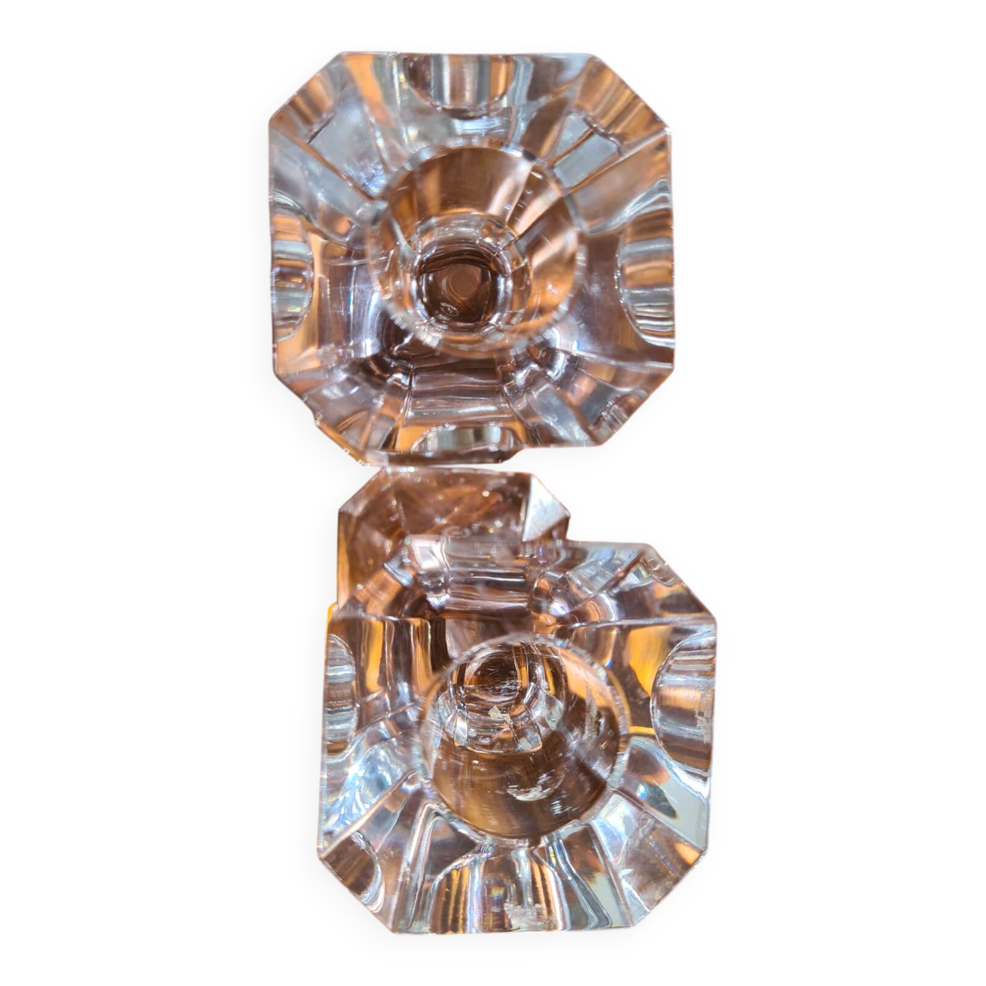 Pair of crystal candlesticks by Villeroy & Boch – 1970s – Perfect condition